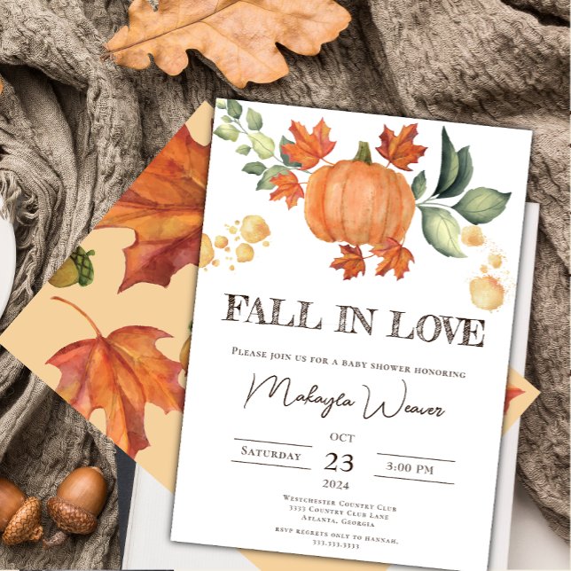 Falling in Love Editable autumn leaves Baby Shower Invitation (Creator Uploaded)