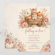 Falling in Love Fall Bunny Baby Shower Invitation