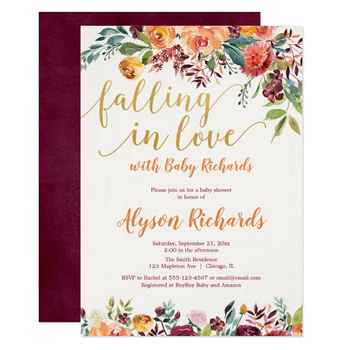 falling in love fall floral rustic baby shower invitation  zazzle