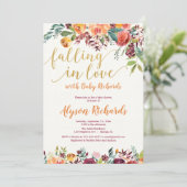 Falling in love fall floral rustic baby shower invitation (Standing Front)