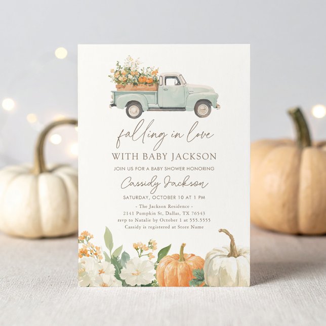 Falling in Love Fall Pumpkin Baby Shower Invitation (Creator Uploaded)