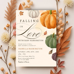Falling in Love Fall Pumpkin Baby Shower Invitation