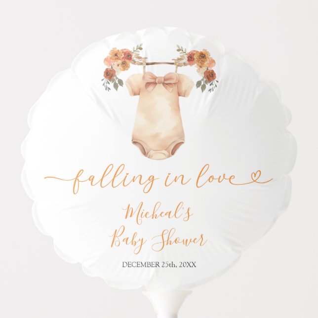 Falling In Love Floral Baby Clothes Baby Shower Balloon (Front)
