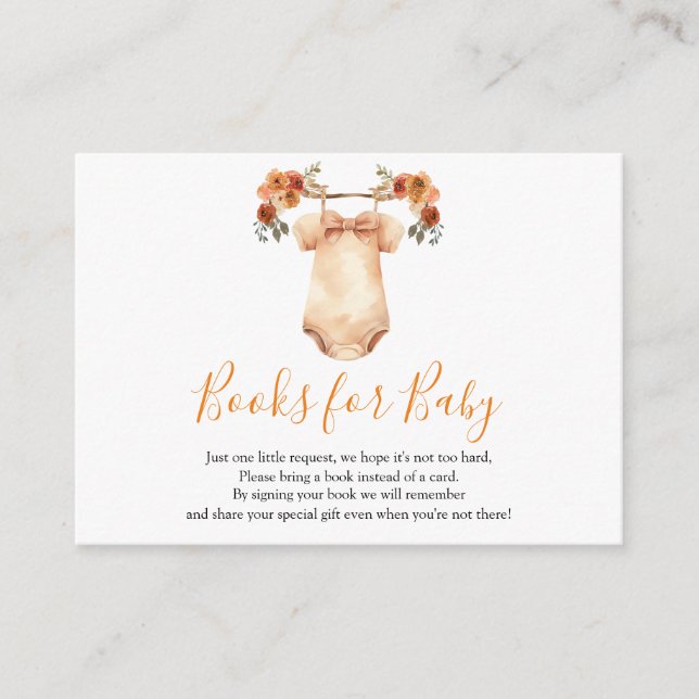Falling In Love Floral Baby Shower Books For Baby Enclosure Card (Front)
