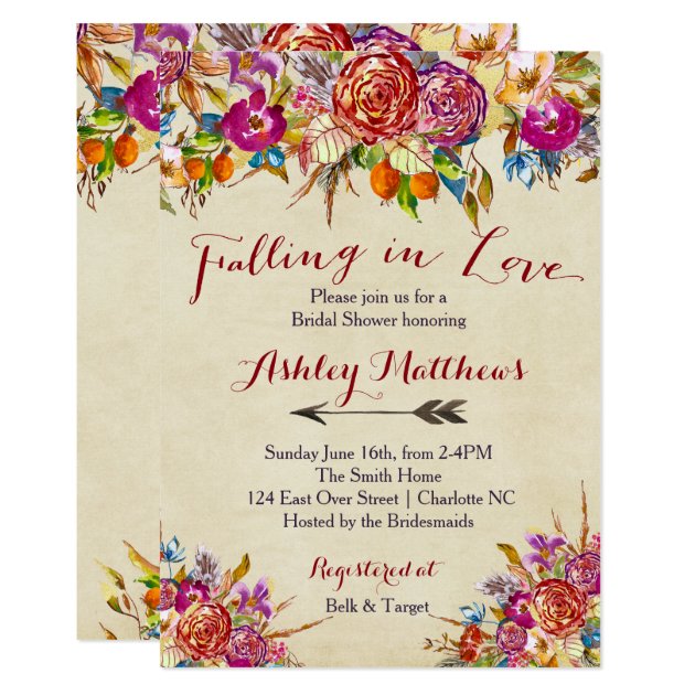 Falling In Love Floral Bridal Shower Invitation, Card