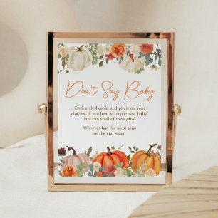 Falling In Love Floral Pumpkin Don't Say Baby Poster