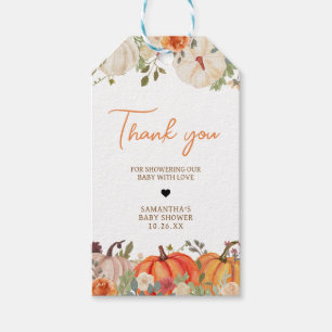 Falling In Love Floral Pumpkin Favor Tags