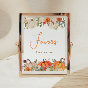 Falling In Love Floral Pumpkin Favors Baby Shower Poster