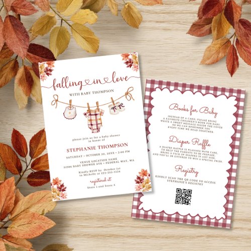 Falling in Love Girl Fall Baby Shower All in One Invitation