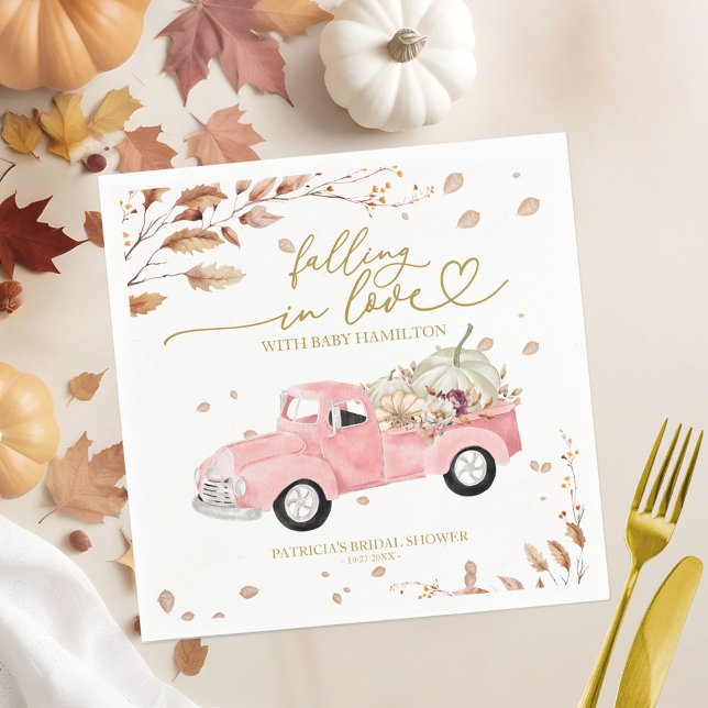 Falling In Love Girl Fall Baby Shower Napkins (Creator Uploaded)