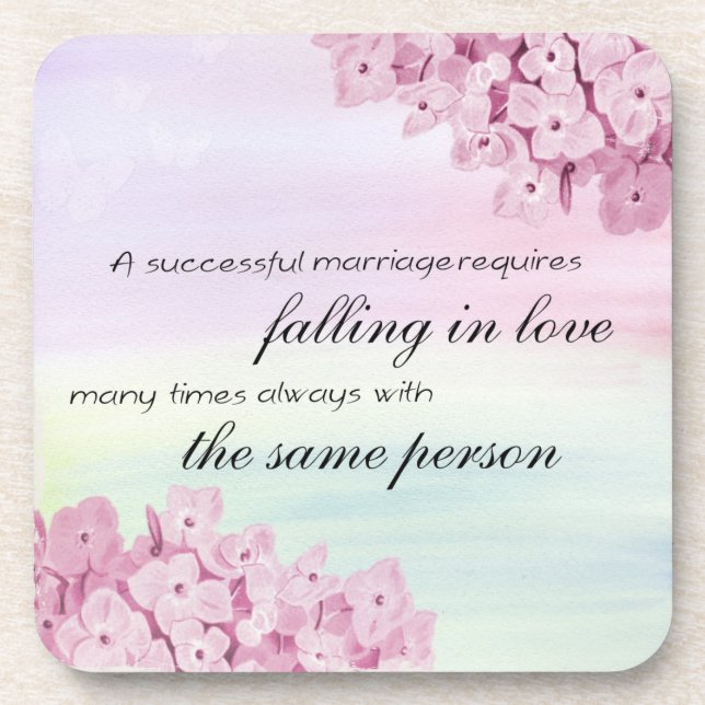 Falling in Love Marriage Inspirational Quote Beverage Coaster (Front)