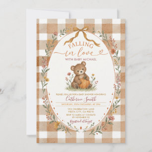 Falling in Love Pumpkin Baby bear Baby Shower Invitation