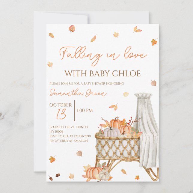 Falling in Love Pumpkin Baby Shower Invitation (Front)