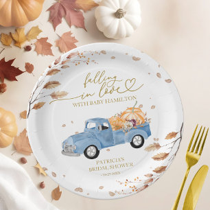 Falling In Love Pumpkin Fall Baby Shower Paper Plates