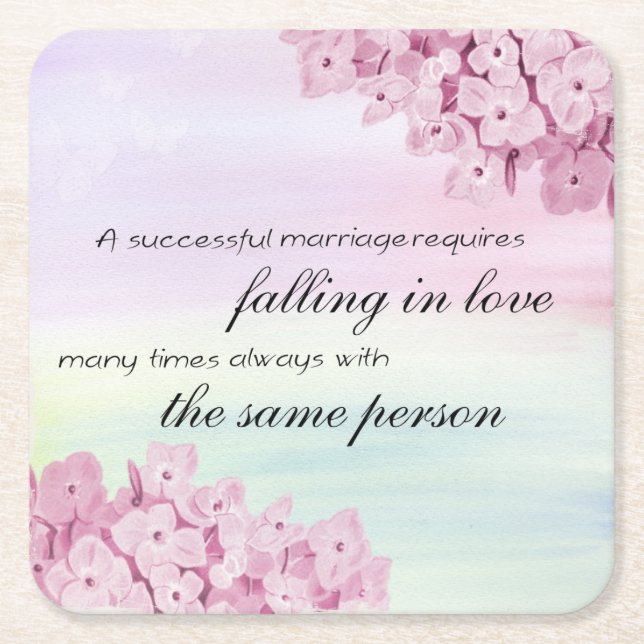 Falling in love quote square paper coaster (Front)