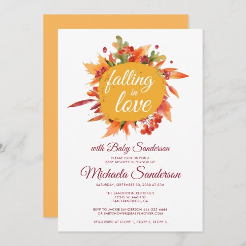 Falling in Love Rustic Autumn Fall Baby Shower Invitation