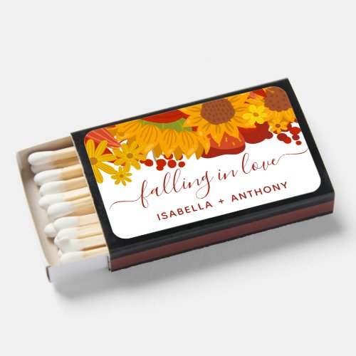 Falling in Love Sunflower Wedding Favor Matchboxes