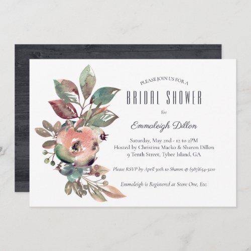 Falling In Love Watercolor Floral Bridal Shower Invitation