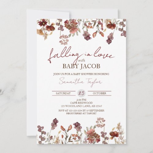 Falling in Love with Baby Autumn Baby Shower Invitation