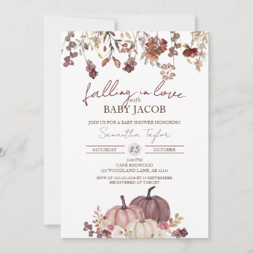 Falling in Love with Baby Pumpkin Baby Shower Invitation
