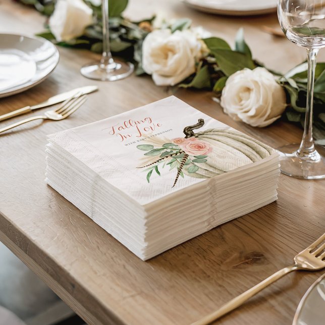 Falling In Love With Baby Watercolor Pumpkin Pink  Napkins (Creator Uploaded)