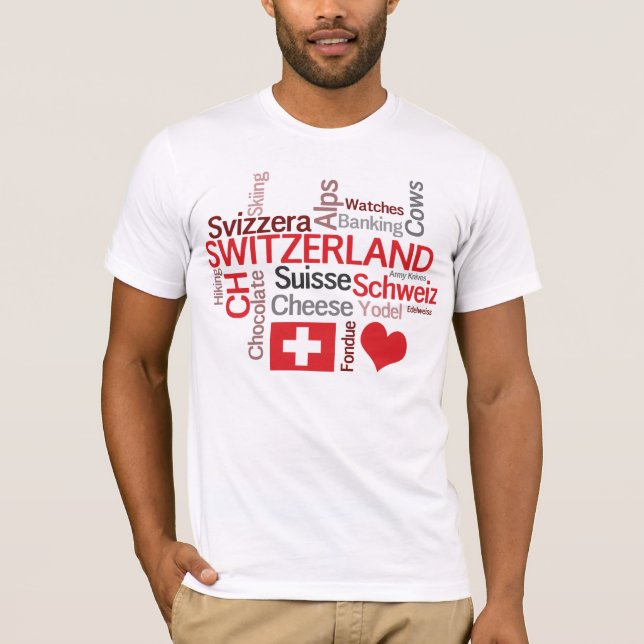 Falling in Love With Switzerland! Swiss Theme T-Shirt (Front)