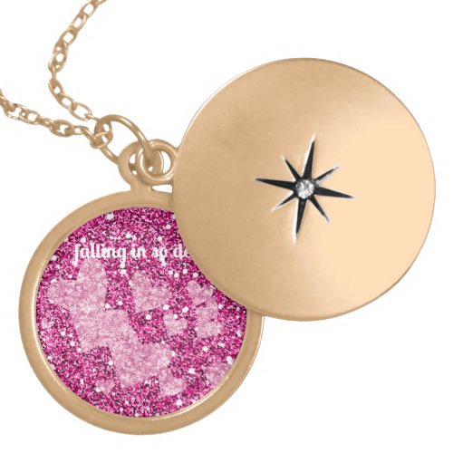 Falling in so Deep Pink Hearts Gold Plated Necklace
