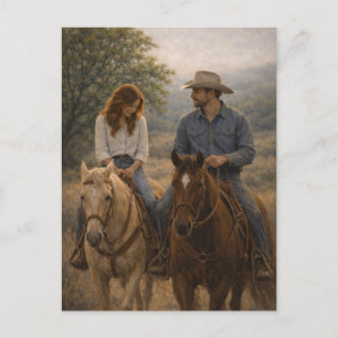 Falling in Stride Western Horse Art Postcard