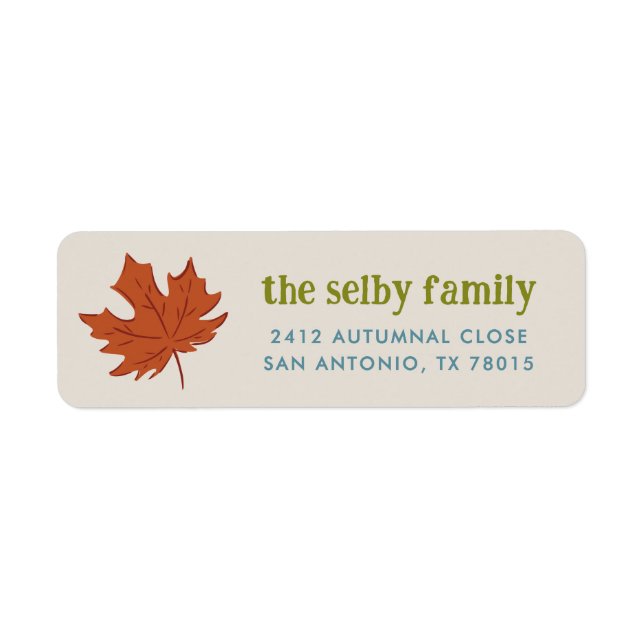 Falling Leaf Autumnal Return Address Label (Front)