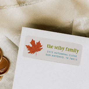 Falling Leaf Autumnal Return Address Label