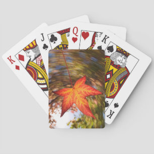Falling Leaf from a tree in autumn Poker Cards