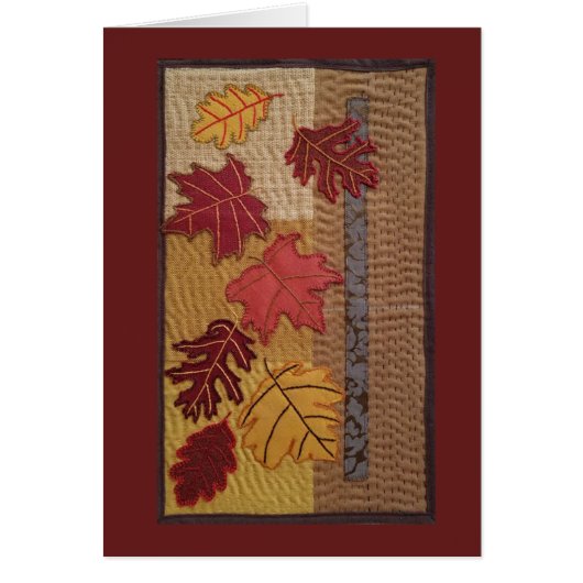 "Falling Leaves" Art Quilt/ Maroon (Front)