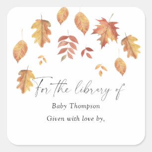 Falling leaves autumn - Baby Shower bookplate