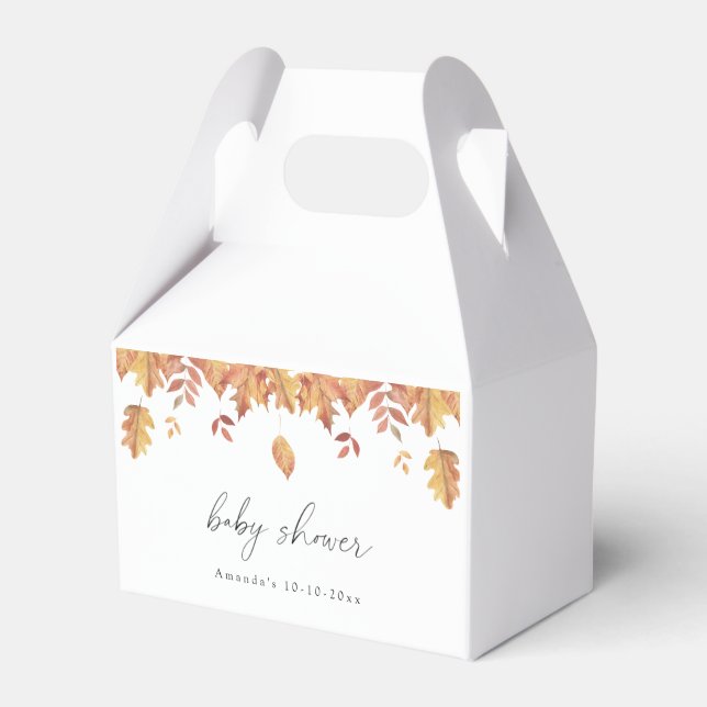 Falling leaves autumn baby shower favor boxes (Front Side)