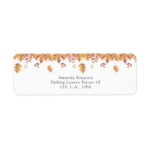 Falling leaves autumn baby shower label
