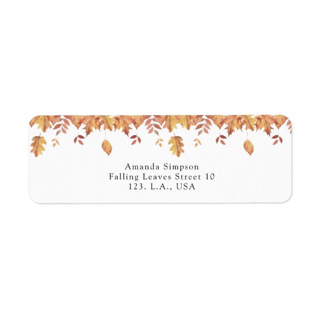Falling leaves autumn baby shower label (Front)