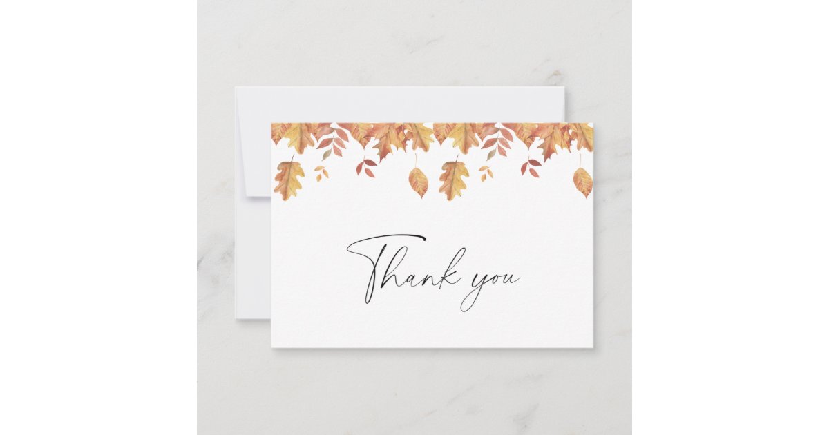 Falling leaves autumn baby shower - Thank You Card | Zazzle