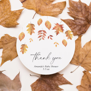 Falling leaves autumn baby shower - Thank you Classic Round Sticker