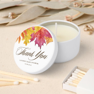 Falling Leaves Autumn Baby Shower Thank You Mini Candle Favors