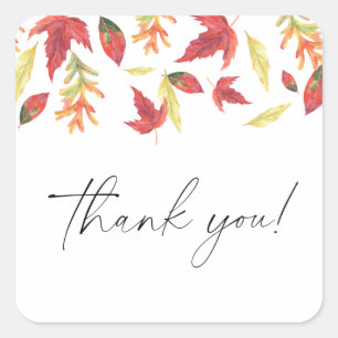 Falling leaves autumn baby shower Thank You Square Sticker