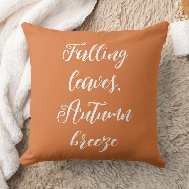 Falling Leaves Autumn Breeze Orange Throw Pillow (Blanket)