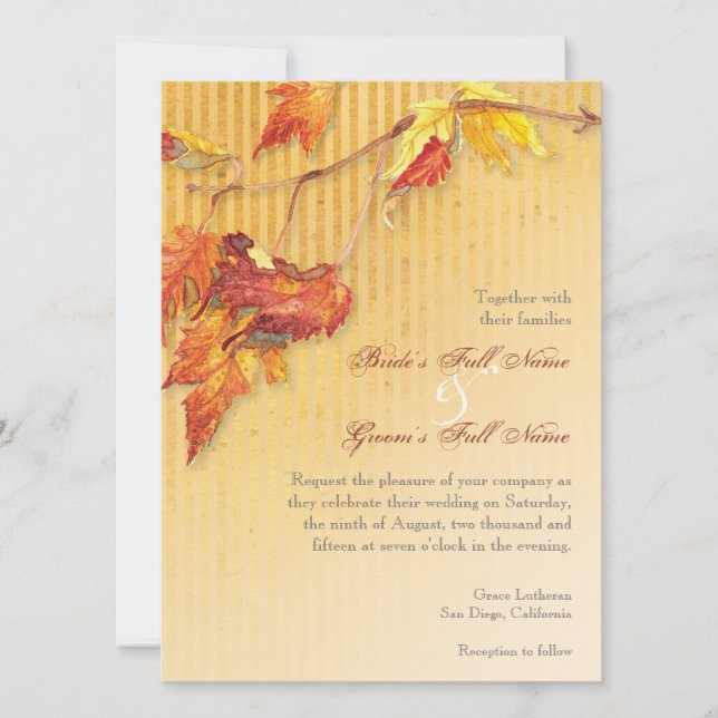 Falling Leaves - Autumn Fall Wedding Invitations (Front)