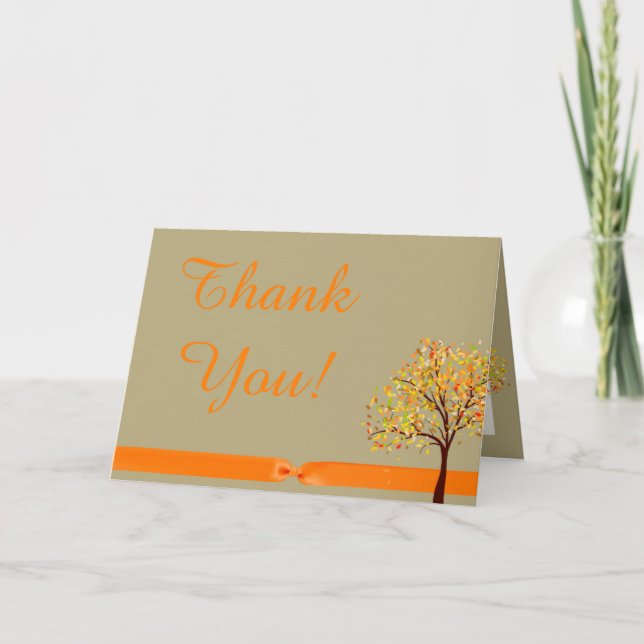 Falling Leaves Autumn Folded Thank You Card (Front)