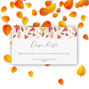 Falling leaves autumn gender neutral diaper raffle enclosure card