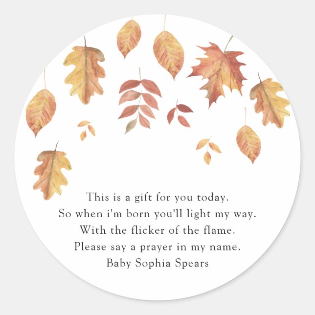Falling leaves autumn - Prayer Candle Label (Front)