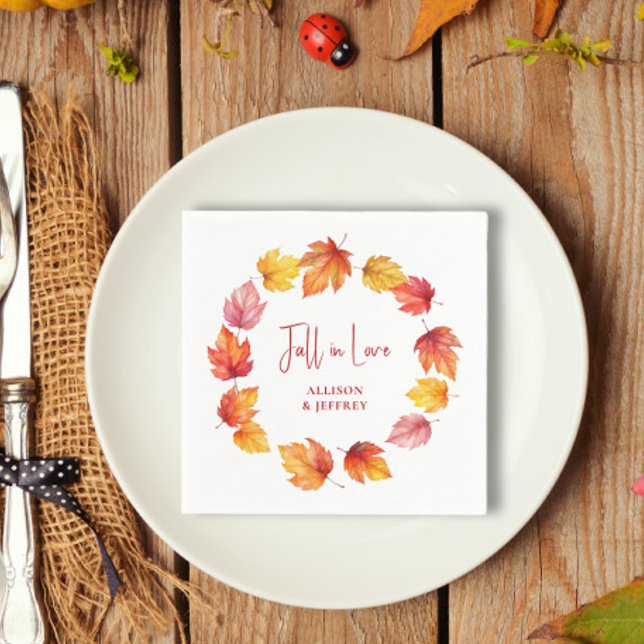 Falling Leaves Autumn Wedding Fall in Love Napkins (Creator Uploaded)