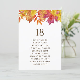 Falling Leaves Autumn Wedding Table Seating Plan