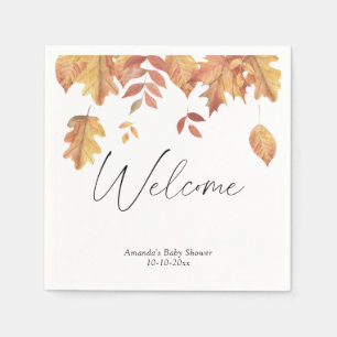 Falling leaves autumn welcome baby shower napkins