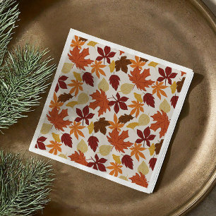 Falling Leaves Autumnal Thanksgiving Napkins