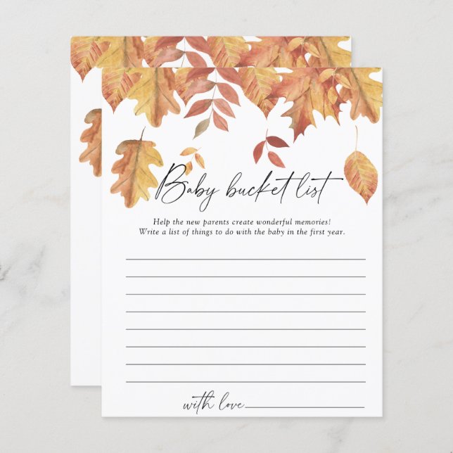 Falling leaves - Baby bucket list game (Front/Back)